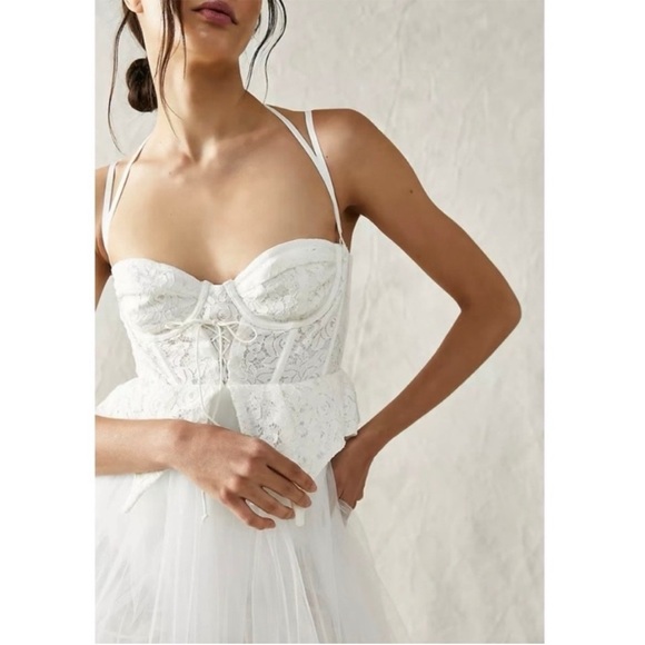 NWT For Love and Lemons Lily Bridal Dress White Corset Bustier Wedding Sz S - Picture 3 of 16